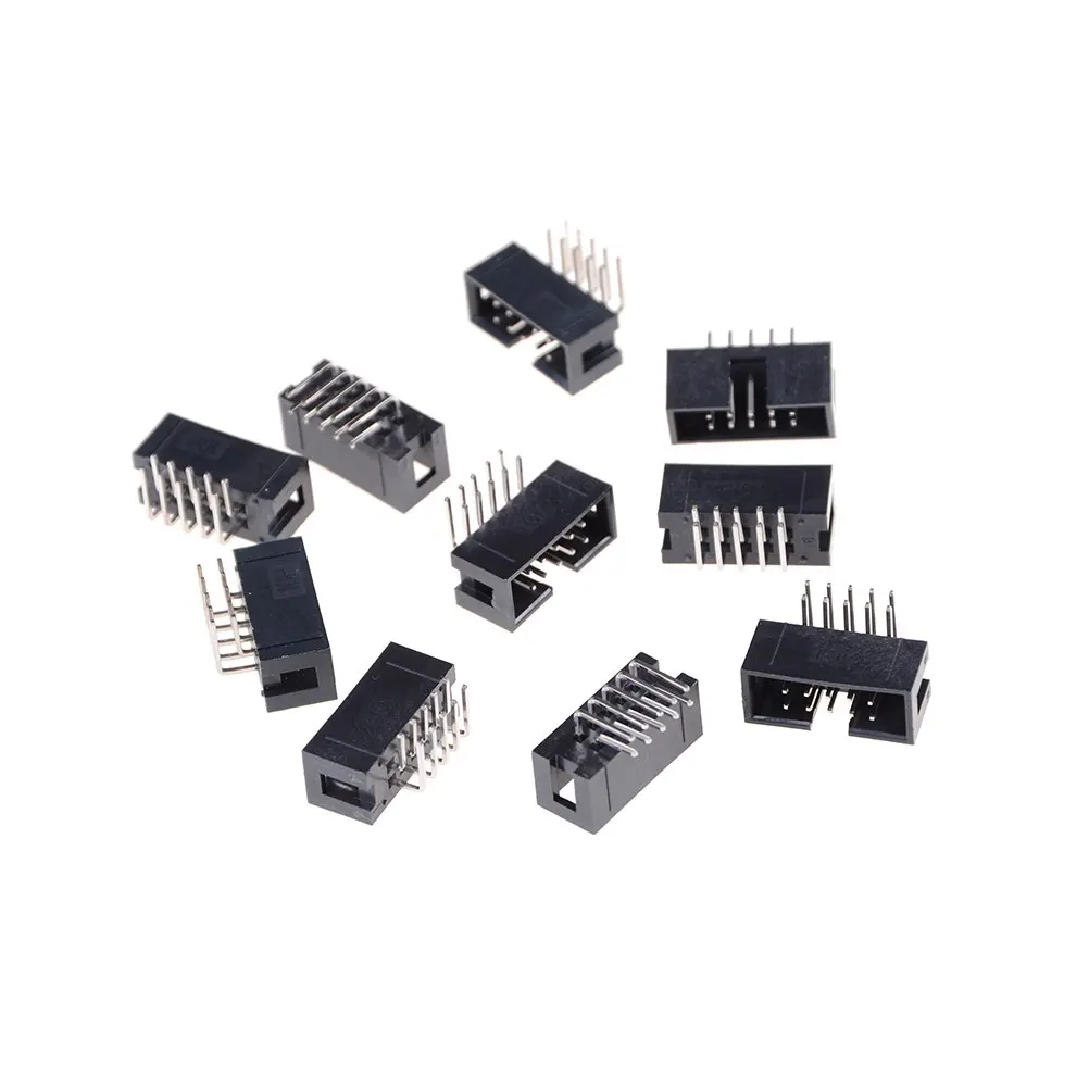 10 шт./лот DC3 штырьков 2x5Pin двухрядный шаг 2 54 мм двустворчатый прямой штырь папа IDC