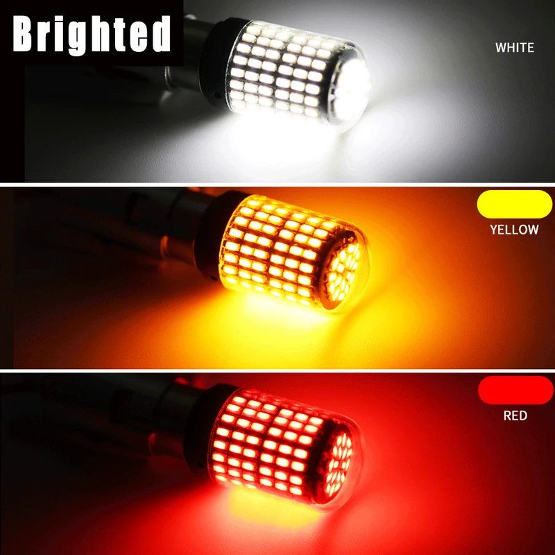 

2PCS Led Brake Light 1156 P21W 7440 T20 W21W Amber 3014 CHIPS 144 SMD No Hyper Flash Canbus Led Reverse Light
