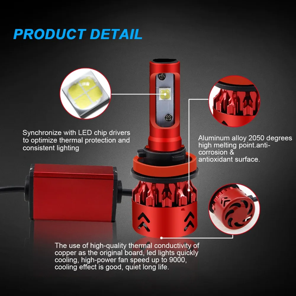 2 шт. Автомобильные светодиодные лампы H7 H4 H1 H3 H11 9005 HB3 60 Вт 6000 лм|headlight h7 led|h7 ledled h4 |