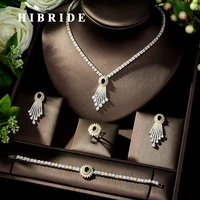 hibride trendy jewelry set geometric design water drop aaa cz wedding jewelry sets for brides 2 tones jewelry set bridal n 317