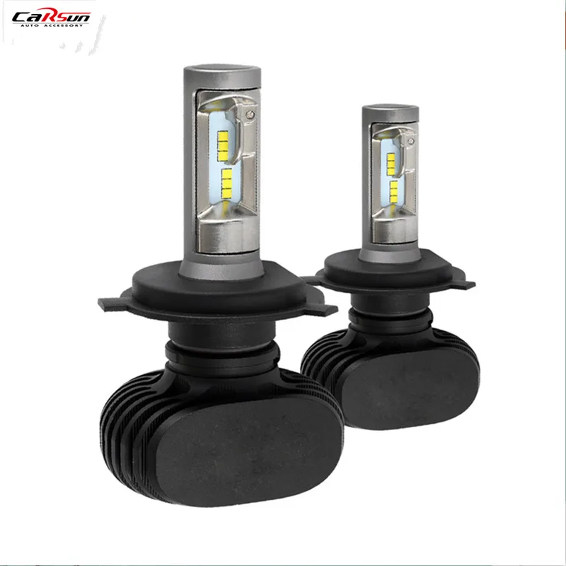 Автомобильные светодиодные лампы CARSUN S1 H7 9005/HB3 9006/HB4 H4 белые чипы CSP 6000K 50 Вт 8000 лм