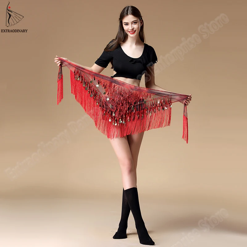 Новый женский платок для восточных танцев Bellydance треугольный с кисточками