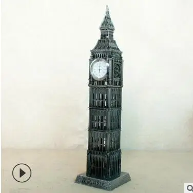 D Новинка, 4 цвета, дизайнерская 3D металлическая знаменитая модель здания, старинная статуя Лондона Биг-Бена, сувенирный подарок, домашний декор с часами - Цвет: D