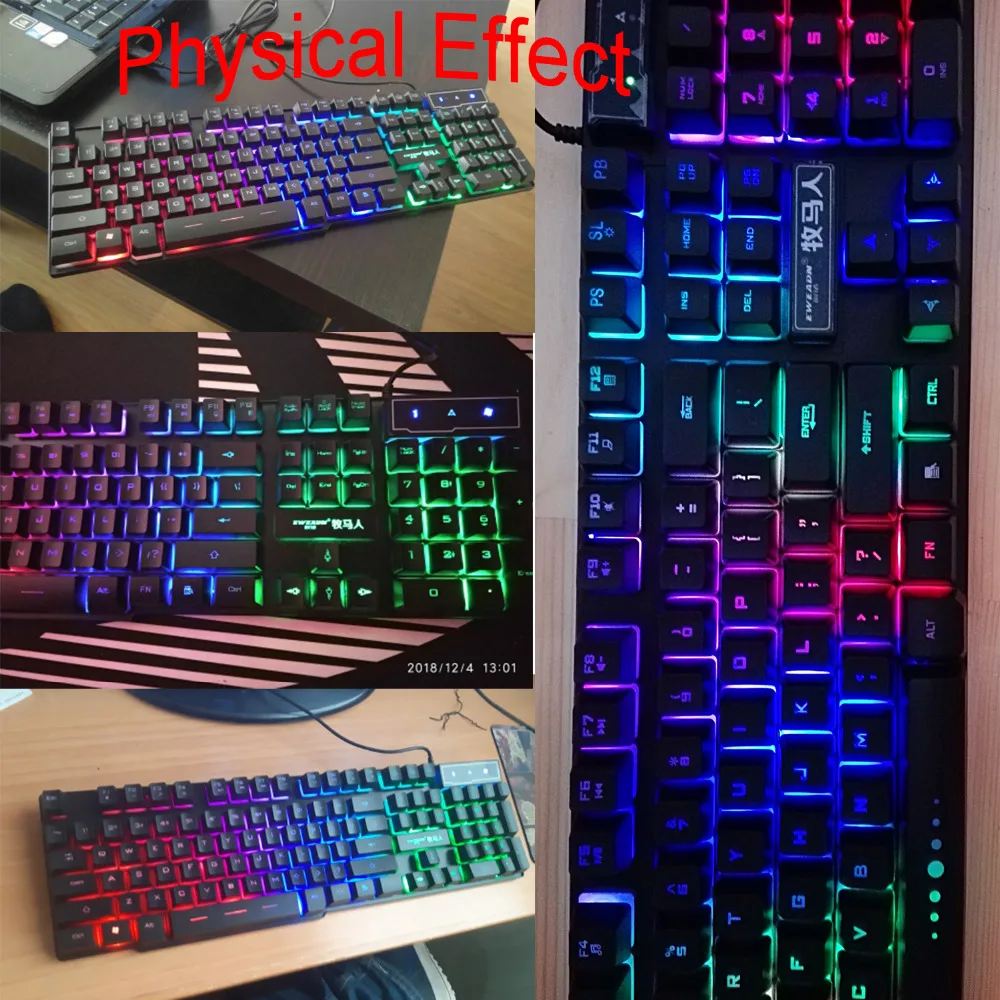 Vococal LED 104 клавиши игровая клавиатура с подсветкой геймер USB Проводная для