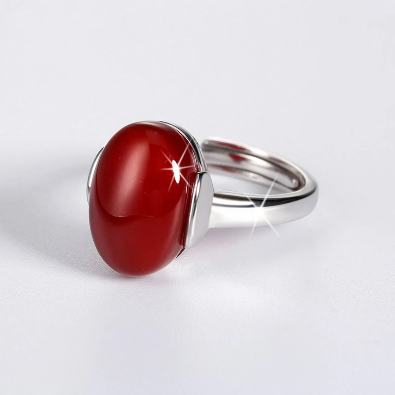 YINHED Genuine 925 Sterling Silver Jewelry Big Green/Red Crystal Adjustable Finger Rings For Women Engagement Ring ZR303 |