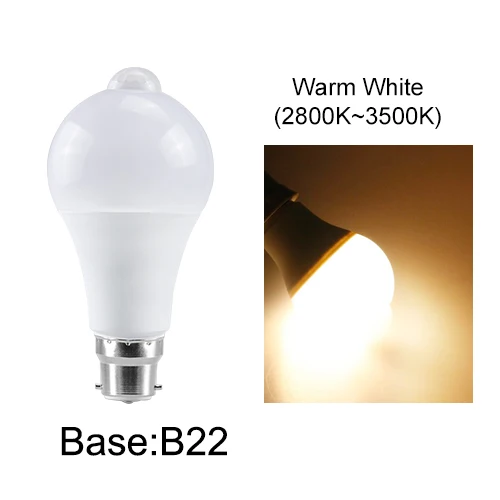 B22 base warm white PIR светильник с датчиком движения, аварийная лампа с датчиком движения, Ночной светильник, 85-265 в, B22, E27, лестничный коридор, датчик, светильник светодиодный, Lamparas - Испускаемый цвет: B22 base warm white