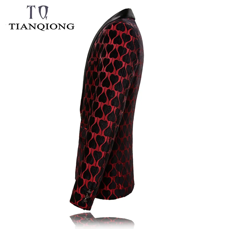 Тянь QIONG Марка Красный Блейзер Для мужчин 2019 Весна Slim Fit Пиджаки и костюм куртки 5XL