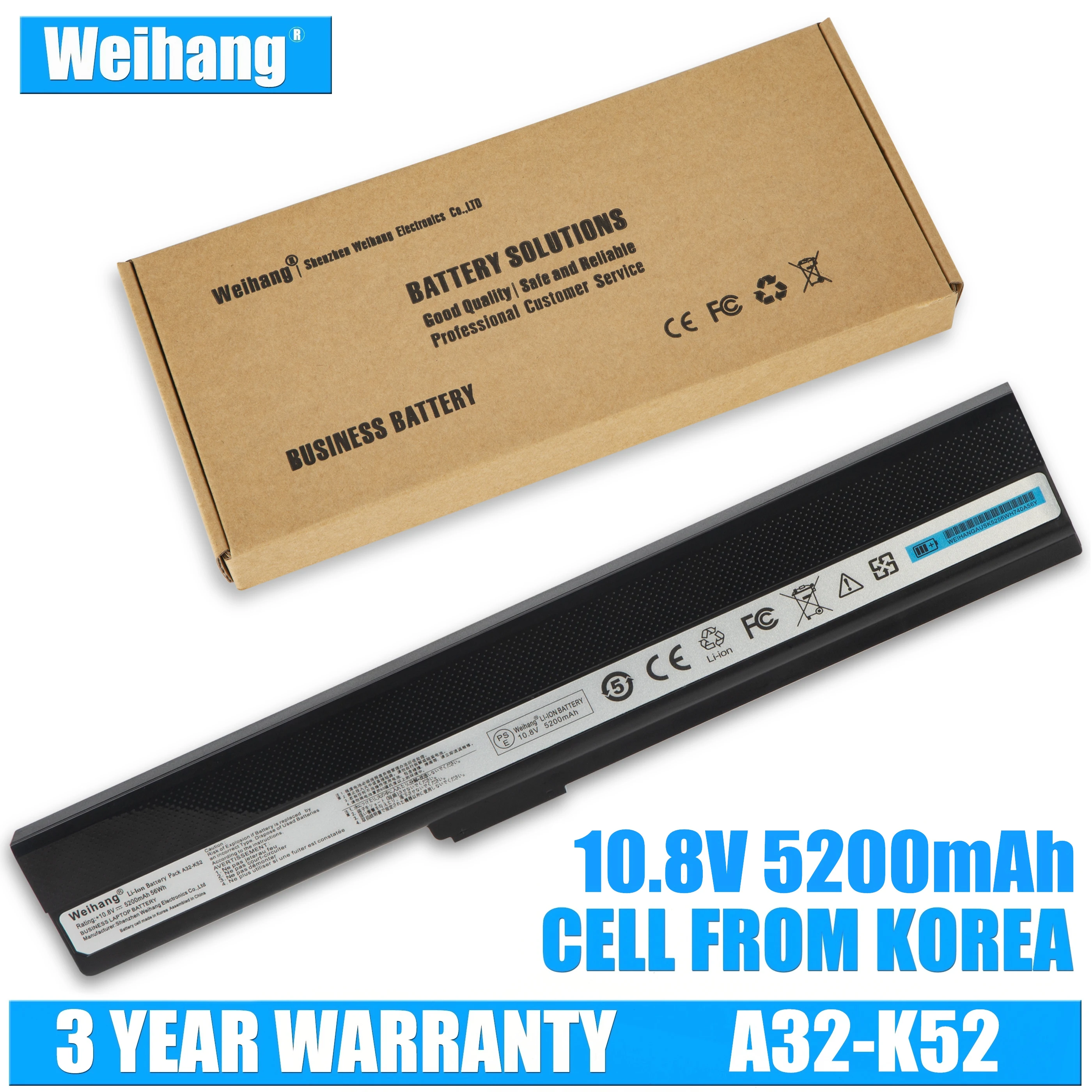 Флейта Weihang A32 K52 A52 A52J A52F A52JB A52JK A52JR K42 K42F K42J K42JK K52F K52J|Аккумуляторы для ноутбуков| |