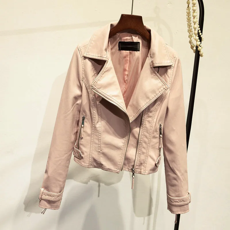 Кожаная женская куртка новинка 2019 куртка-бомбер из искусственной кожи тонкая