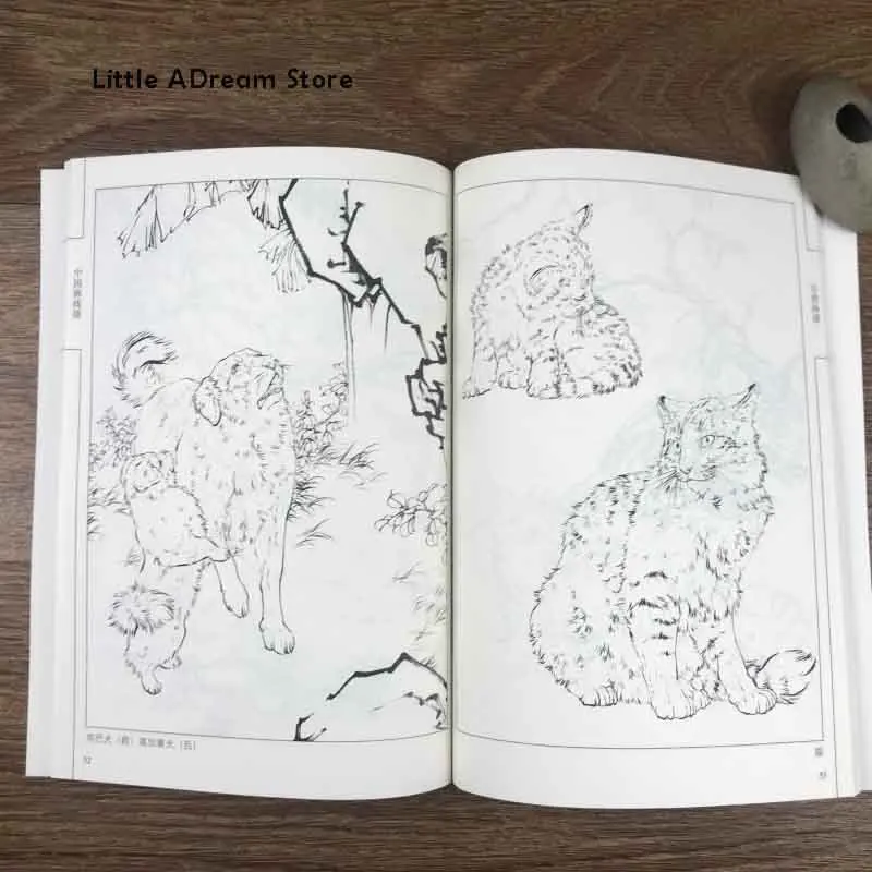 Книга для рисования с китайскими линиями и животными |