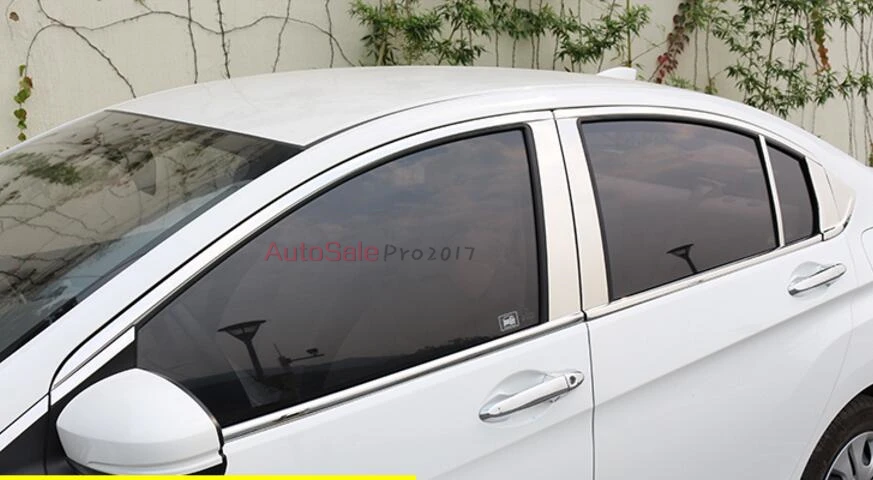 

Stainless Steel Top+Bottom Full Window Frame Sill Trims 24pcs For Honda City 2014 2015 2016