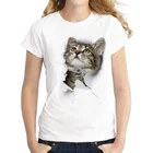 Женская футболка в стиле Харадзюку, Повседневная Мягкая футболка с 3D-принтом кошки, собаки, с коротким рукавом и круглым вырезом, лето