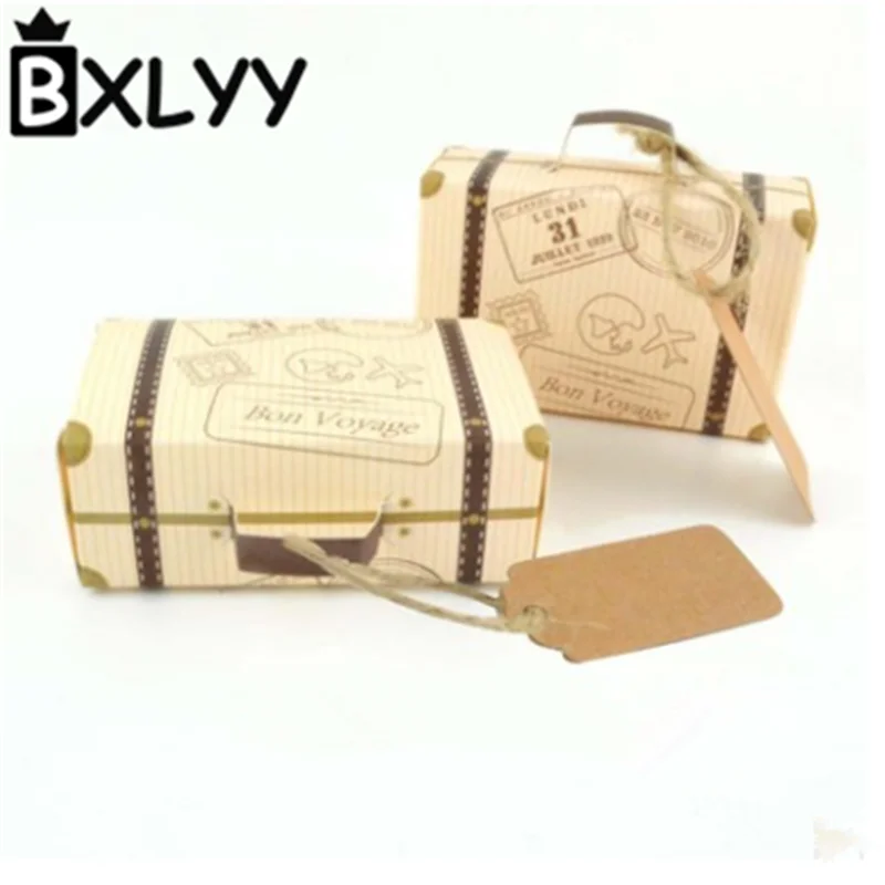 BXLYY Горячая 12 шт Ретро самолет чемодан крафт-бумага конфетная коробка сад