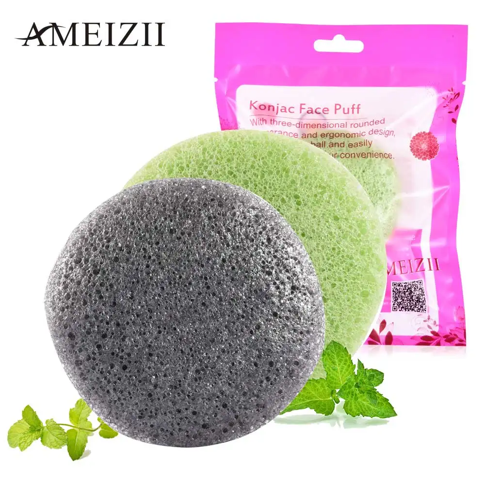 Круглая Коньячная губка AMEIZII 1 шт. косметическая для чистки лица натуральная