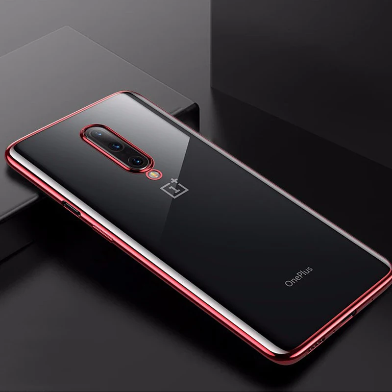 Красный Чехол для oneplus 7 Pro, прозрачный чехол для oneplus 7, прозрачный мягкий чехол для задней панели из ТПУ, Ультратонкий силиконовый чехол для oneplus 7 - Цвет: Красный