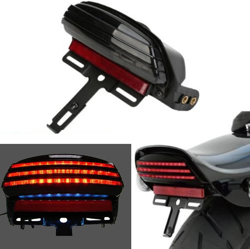 

Motorcycle Tri-Bar Fender License Plate LED Tail Light For Harley Dyna Fat Bob Softail FXST FXSTB FXSTC FXSTS FLSTSB 2006-later