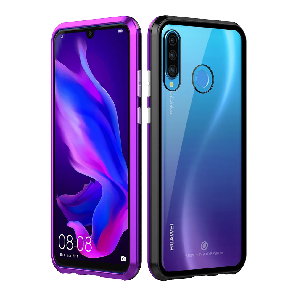 Роскошный магнитный металлический бампер чехол для huawei P30 Pro чехол 360 прозрачное стекло полный корпус чехол для телефона для huawei P30 P30 lite