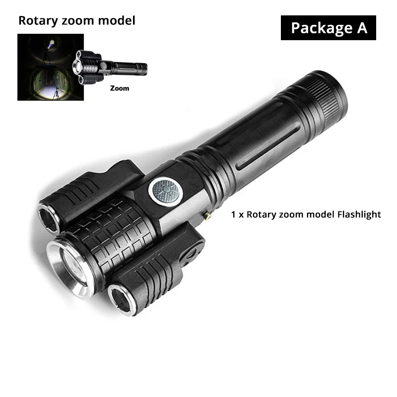 Zoomable-Package A Деформируемый светодиодный фонарик супер яркий фонарь 1T6+ 2XPE Zoomable 4 режима освещения питание от аккумулятора 18650 для кемпинга, охоты - Испускаемый цвет: Zoomable-Package A
