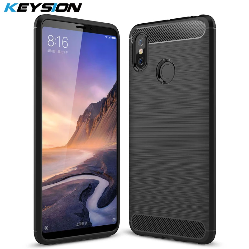 Чехол для телефона Xiaomi Mi Max 3 из углеродного волокна Мягкий ТПУ силиконовый