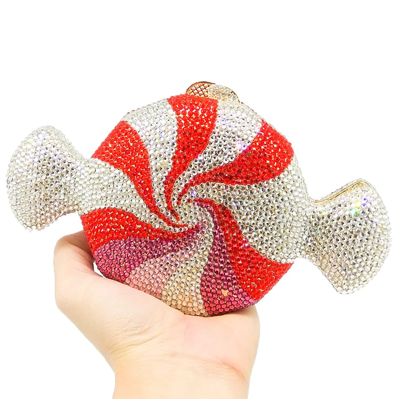 

Candy Shape Full Crystals Fashion Party Purse Clutch Luxury Women Diamond Mini Minaudiere Clutches Handbags Coin Purse Metal Bag