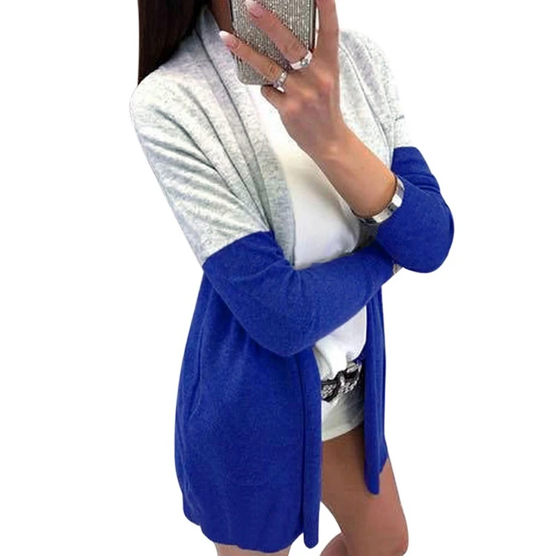 Puimentiua Autumn Long Sleeve Patchwork Sweater Cardigan Coat Women Causual Elegant Female Thin Knitted Outwear |