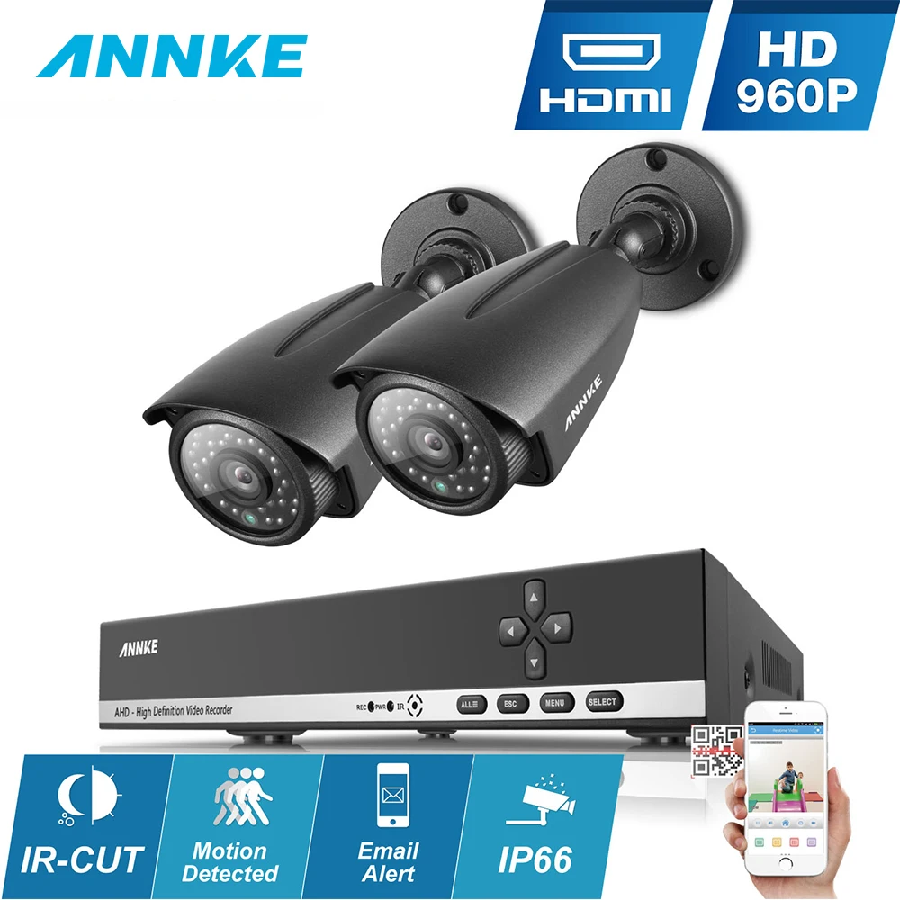 ANNKE 4CH 1080N 720 P CCTV Системы 1MP 3IN1 DVR 2 шт 960 Smart ИК защита от атмосферных воздействий P2P