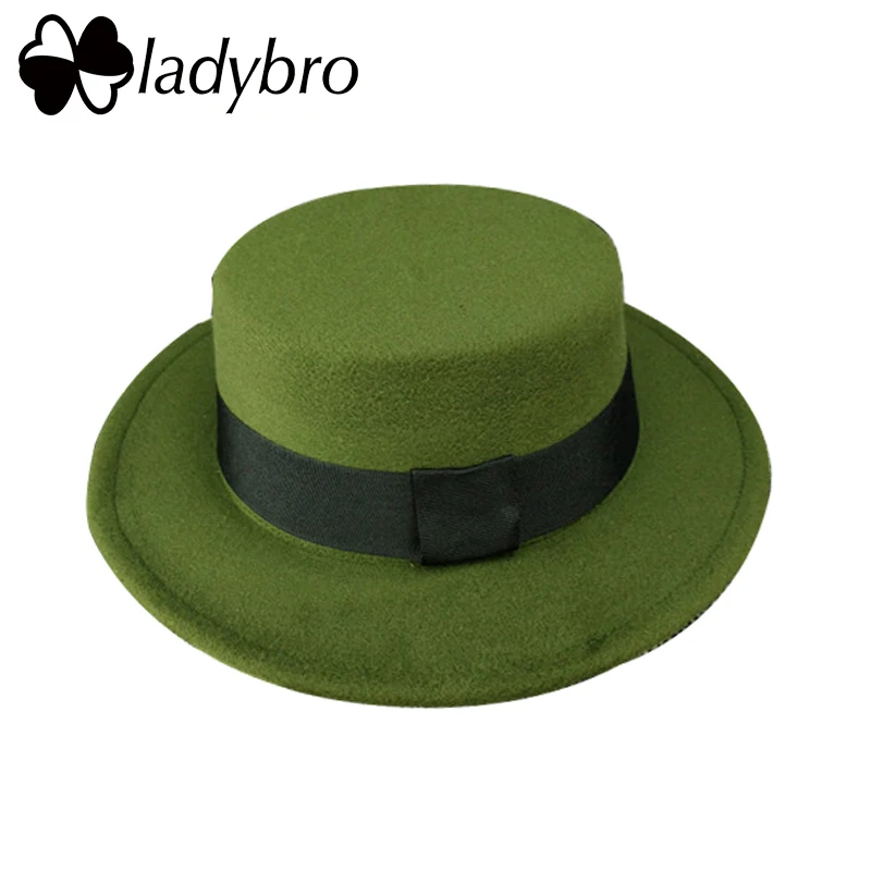Ladybro, имитация шерсти, шляпа для мужчин, плоская шляпа для женщин, фетровая шляпа с широкими полями, фетровая шляпа, женская кепка, Женская кепка, шляпа для женщин - Цвет: 012