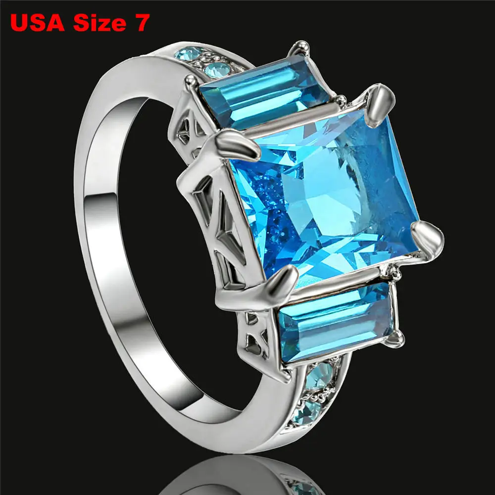 Bm301 Size7 Кольца для помолвки, цвета: золотой, серебряный, 8*10 мм, мистическая Радуга, для женщин, AAA+, цветной кристалл, CZ, обручальное кольцо на палец, ювелирные изделия - Цвет основного камня: Bm301 Size7
