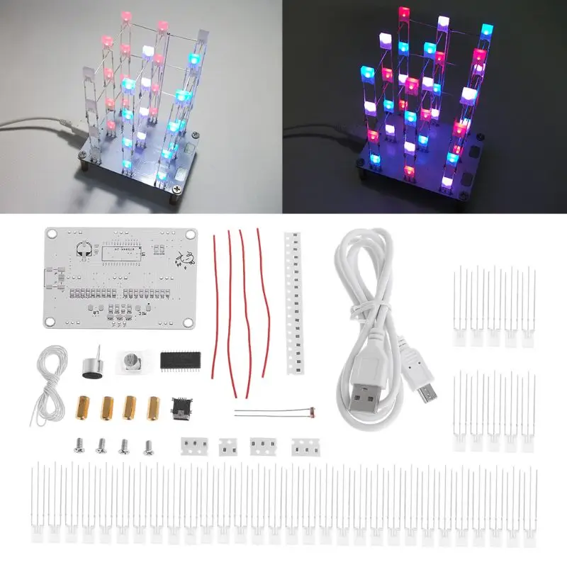 Diy электронный набор 3x3x4 куб разноцветный светодиодный светильник Наборы для