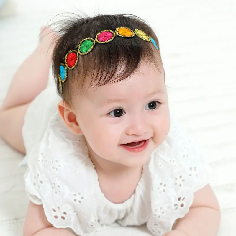 Diademas de Arcoiris para ni&ntilde;a, accesorios para el cabello de corona floral colorido, flores, rosas hechas a mano, adorables, corona floral para beb&eacute;, HB413S-4