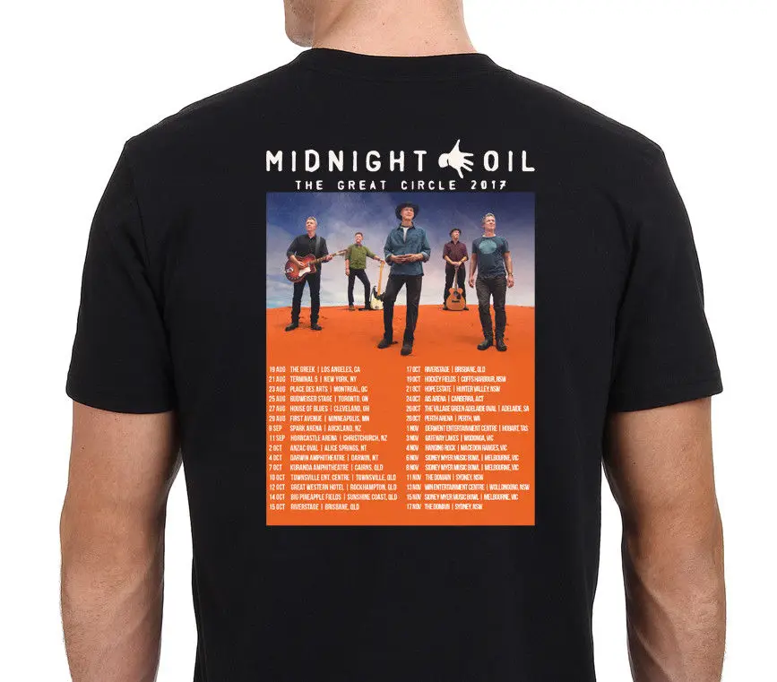 Новые популярные Стиль Полночь масло большой круг TOUR 2018 футболки мужские черные