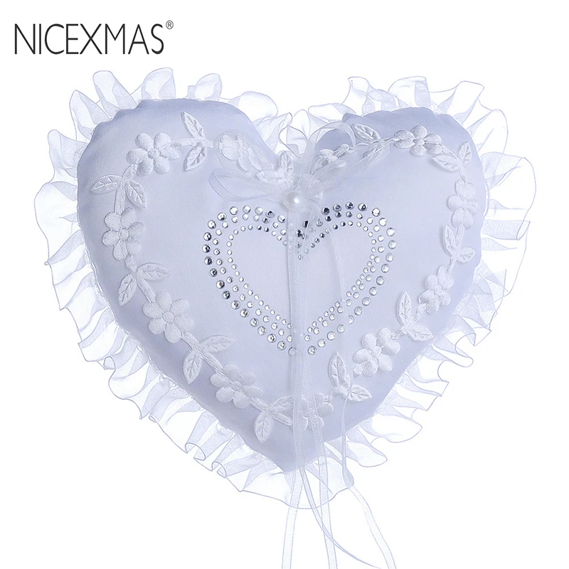 NICEXMAS элегантное белое кольцо в форме сердца подушка для свадебной церемонии