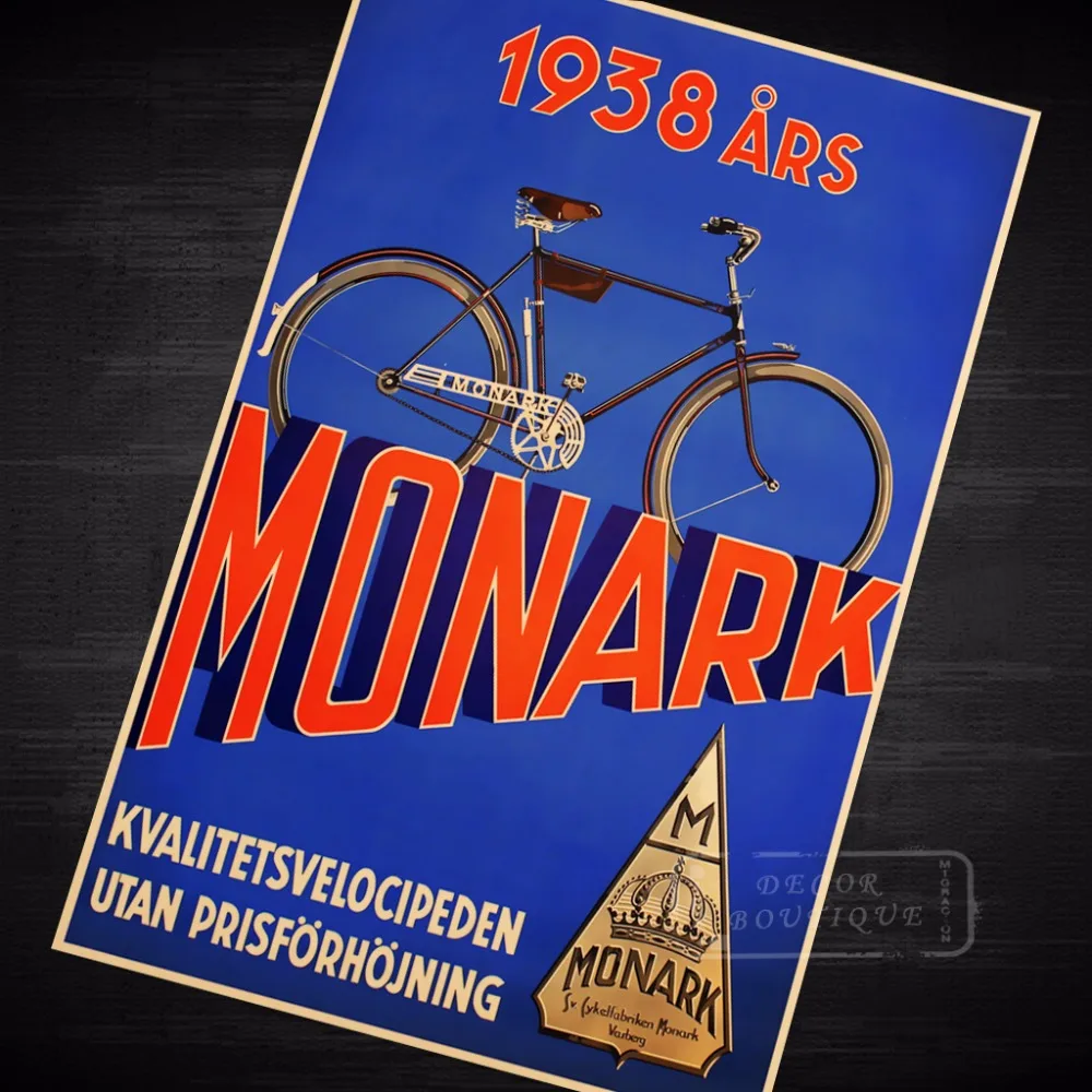 Monark велосипед поп карта классический винтаж ретро крафт холст живопись картины