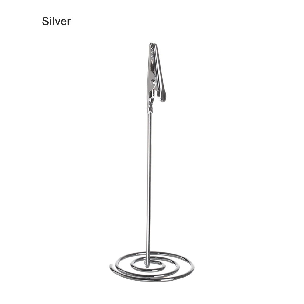 silver Модные украшения рабочего стола Место Держатель для карт с романтичной розой австралийская Золотая подставка для хомутов металл фото зажимы номер свадебного стола стенд - Цвет: silver