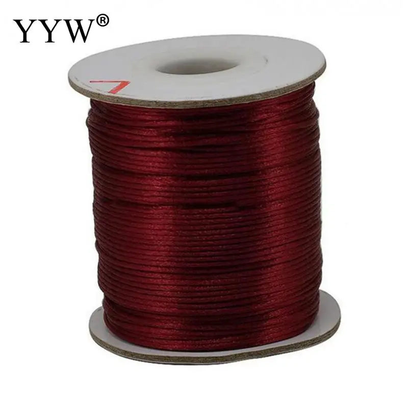 dark red 60 м/рулон, 1,5 мм, мягкий сатиновый шнур, шелковый шнур макраме, нейлоновое ожерелье, ювелирное изделие, вощеный шнур, нить для браслета своими руками - Цвет: dark red