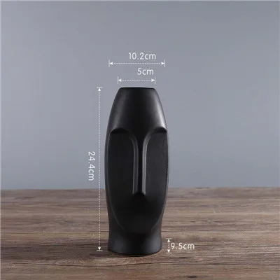 Black B-24.4CM Скандинавские минималистичные керамические абстрактные вазы цветочный горшок черный и белый человек лицо креативный дисплей комната декоративная фигура форма головы - Цвет: Black B-24.4CM