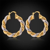 big twisted hoop earrings for women double color plated wedding earrings large vintage retro hoop earrings 2016 wholesale e683