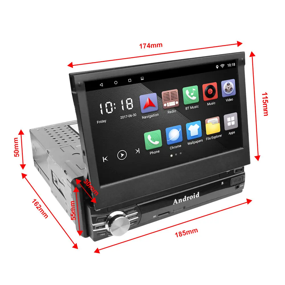 Podofo 1 Din мультимедиа для Android 7 дюймов четырехъядерный 6 0 1G + 16G Автомобильный