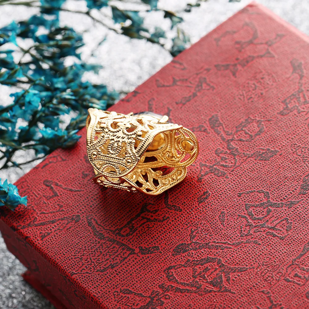 Openwork Copper Ring Large Rhinestone Opening Adjustable Long Fashion Creative Jewelry for Women Accessories | Украшения и