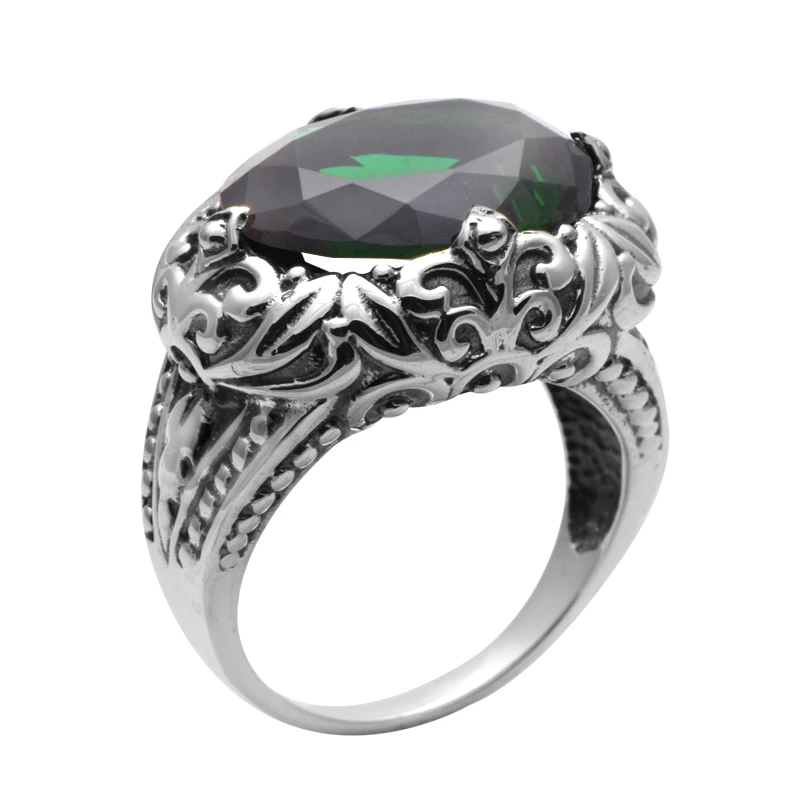 Женское кольцо из серебра 925 пробы с зеленым изумрудом|ring fashion|ring forrings for women |