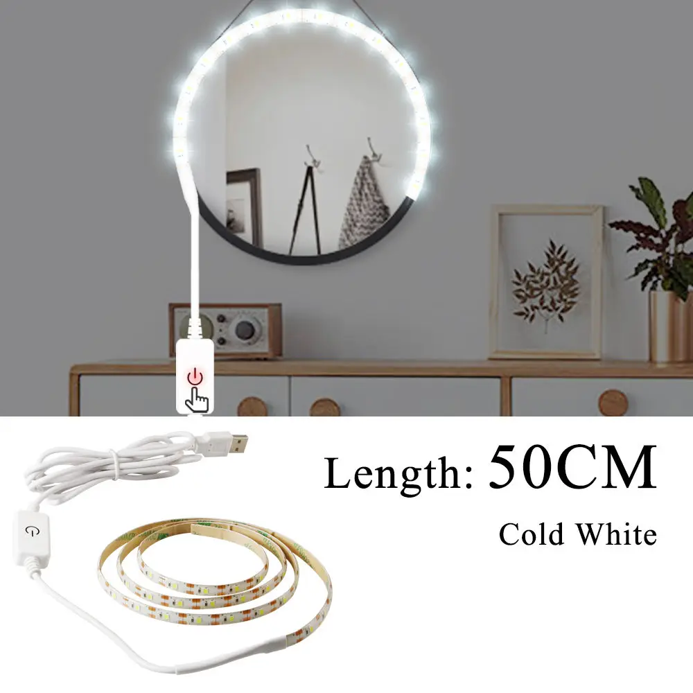 USB White 50CM 1W CanLing макияж настенное зеркало с подсветкой Led 12 В голливудское косметическое зеркало 10 14 лампочек комплект туалетный столик с регулируемой яркостью ванная комната Косметическая лампа - Цвет абажура: USB White 50CM 1W