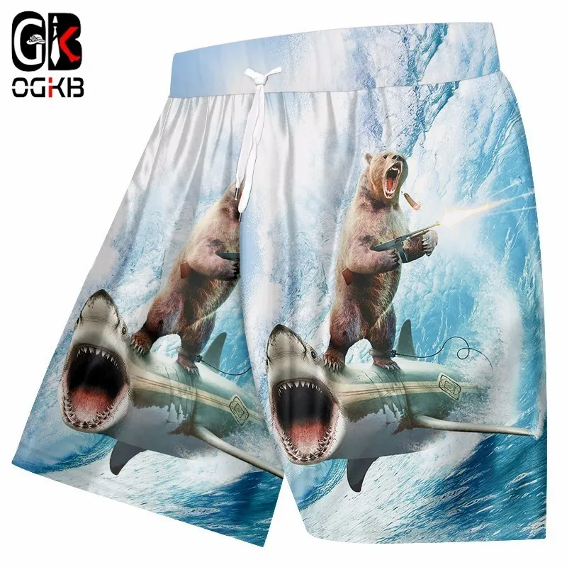 OGKB 2018 летние хип-хоп штаны с Кулиской для мужчин/мужчин 3d принт Акула Медведь 3D