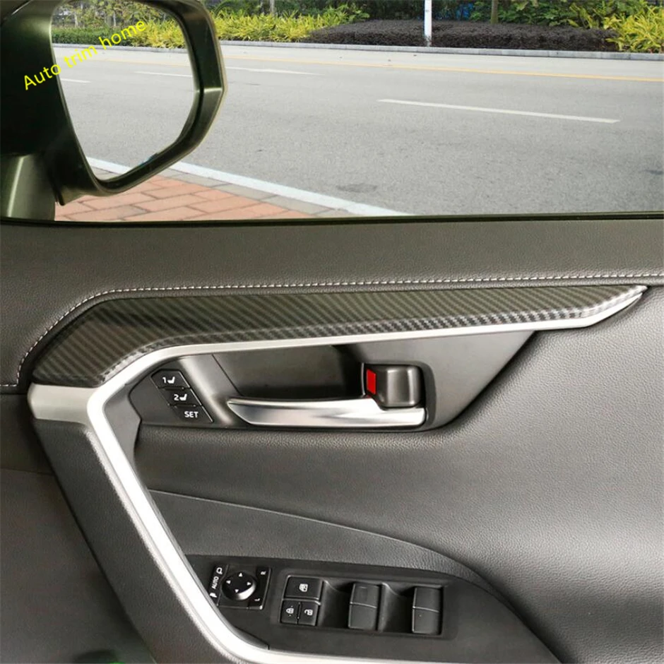 

Inner Door Grip Pull Armrest Streamer Strip Cover Trim Fit For TOYOTA RAV4 RAV 4 XA50 2019 2020 2021 ABS Carbon Fiber Look