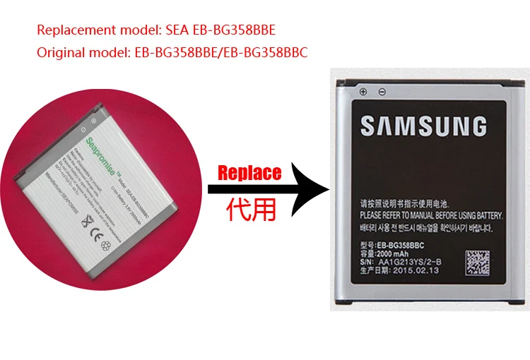 Оптовая продажа 5 штук в партии батарея EB BG358BBE для Galaxy Core 2 SM G355H G355HN G355M G355 G3558 G3586V