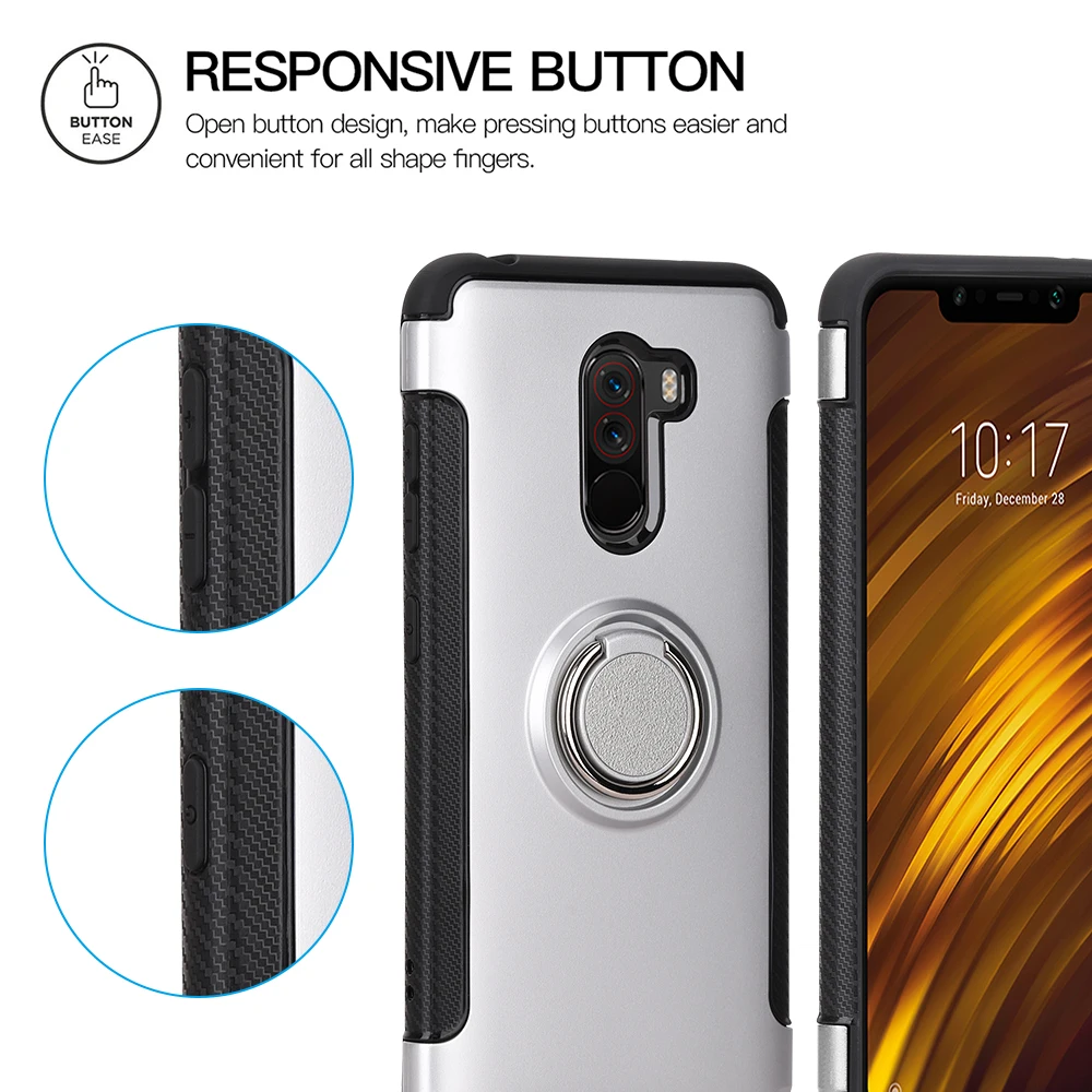 Для Xiaomi Mi Pocophone F1 чехол для телефона жесткое кольцо держатель тонкий pocp phone f1 Lite чехол Магнит Тонкий PocophoneF1 защитные чехлы