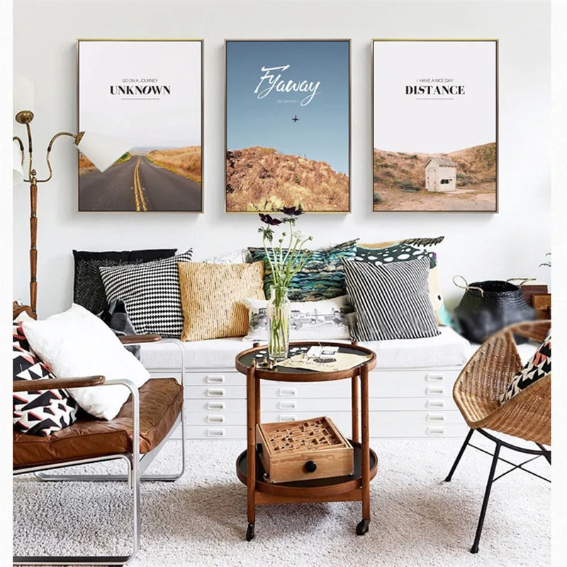 

HAOCHU Nordic Canvas Print Decoration Painting Road Outdoor Landscape Character Personality Home Living Room Wall Mural Poster