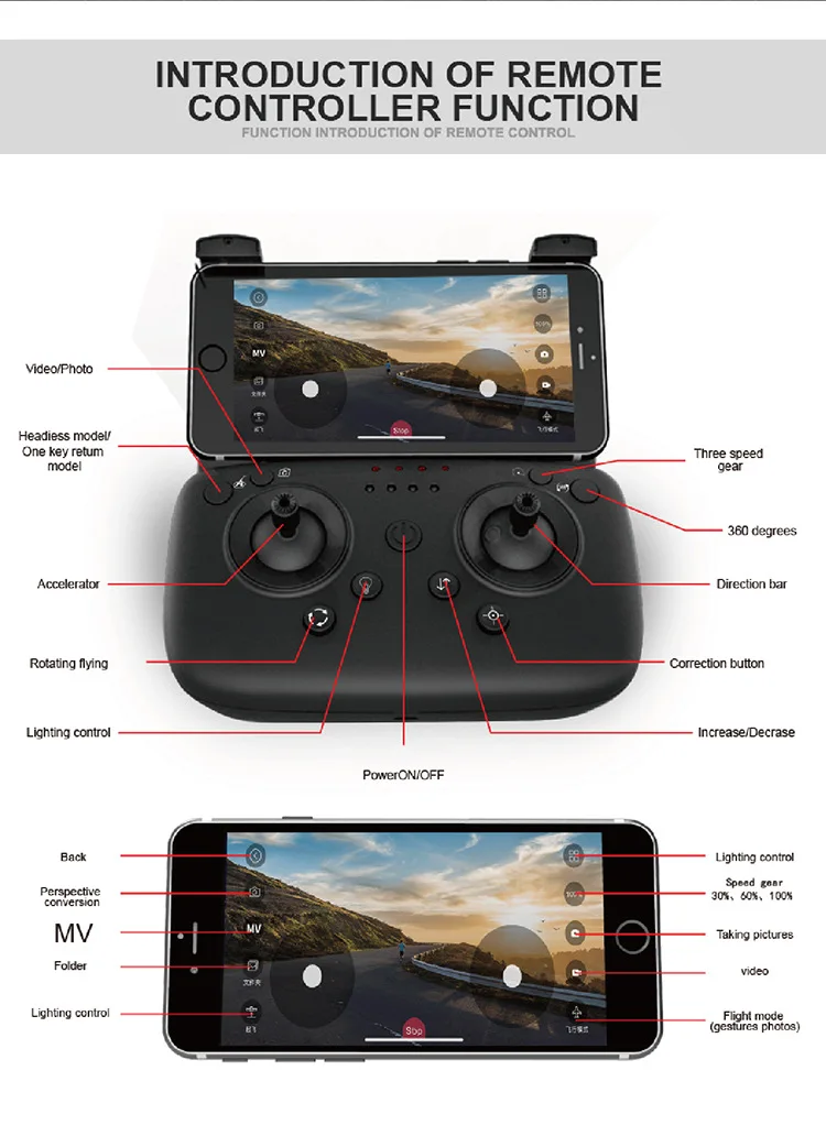 Дрон с широкоугольной HD камерой Профессиональный WIFI FPV Квадрокоптер
