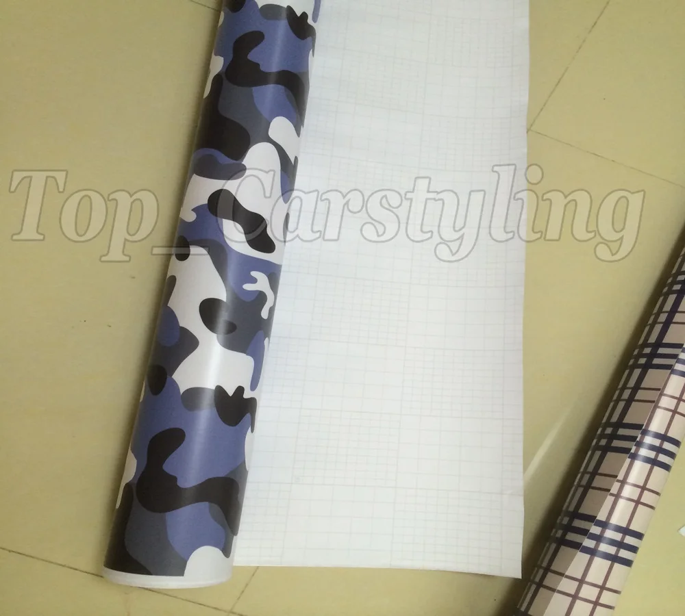 Черно белоснежная и синяя камуфляжная виниловая Фольга для стайлинга автомобиля