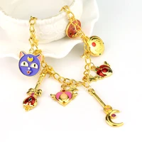 anime shielded star charms bracelets cardcaptor sakura magic girls star pet elf women girl bangles jewelry