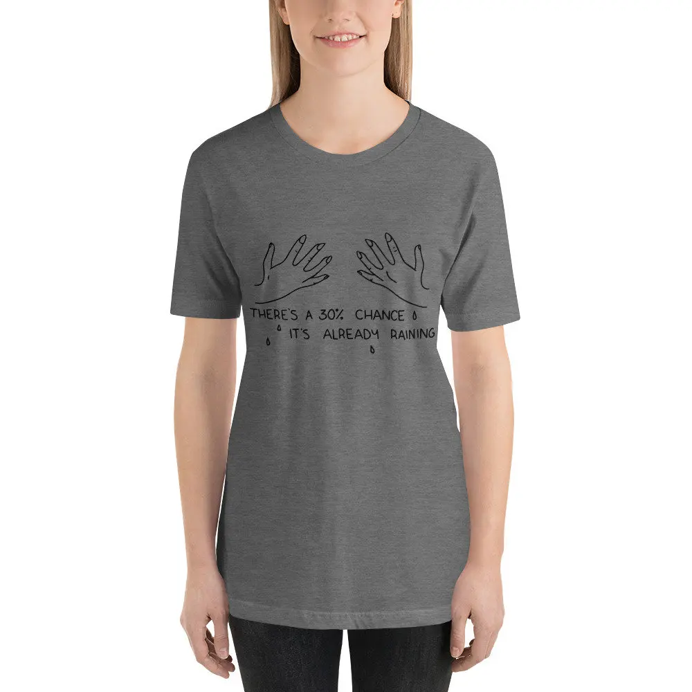 Gray-black txt 30% шанс, что это уже дождь, графическая футболка, футболка для девочек, забавная женская мода, гранж, tumblr, эстетические Топы в готическом стиле - Цвет: Gray-black txt